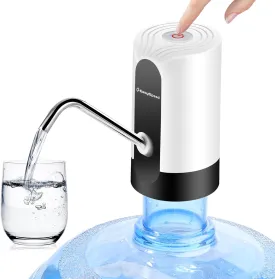 EASYSPEED Water Dispenser for 5 Gallon Bottle, Portable USB-C Charging Automatic Electric Water Pump for 1, 2, 3, 4 Gallon Jug, Drinking, Camping, Travel, Kitchen, Office, White