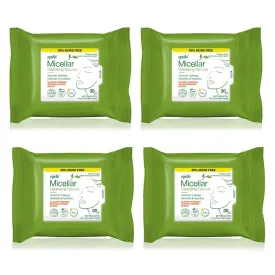 Epielle Micellar Makeup Cleansing Wipes | Gentle, Hypoallergenic, Alcohol-Free | Suitable for All Skin Types | 30 Towelettes (4-Pack) | Korean Beauty Skincare