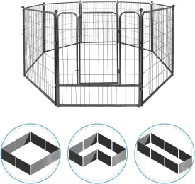 Fencer Wire Foldable Outdoor/Indoor Pet Playpen with Gate, Available in 24"/32"/40" Height Metal Portable Kennel, Heavy-Duty Exercise Fence Cage 8/16/24/32 Panels for Large/Medium/Small Dog, Animals