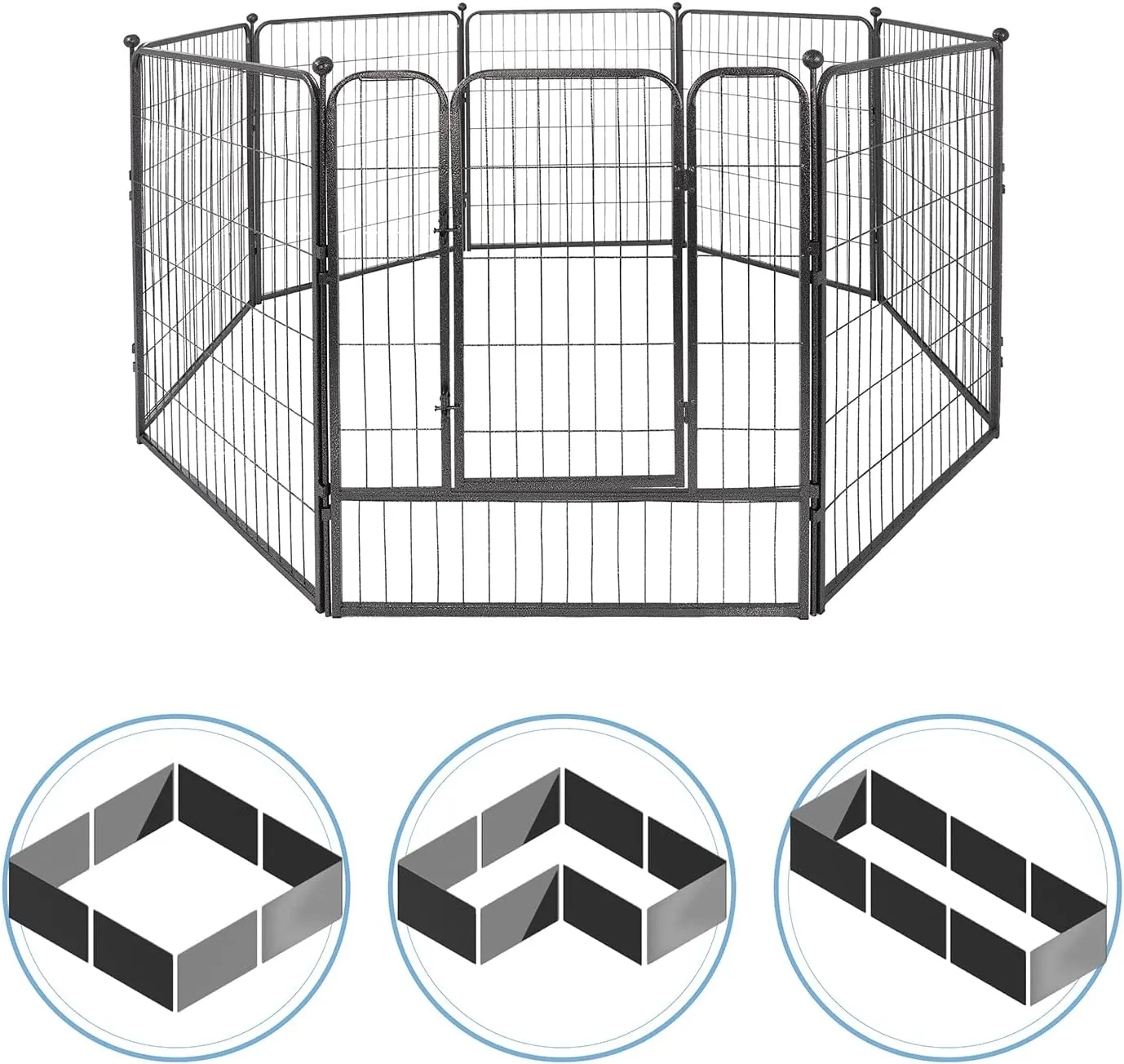 Fencer Wire Foldable Outdoor/Indoor Pet Playpen with Gate, Available in 24"/32"/40" Height Metal Portable Kennel, Heavy-Duty Exercise Fence Cage 8/16/24/32 Panels for Large/Medium/Small Dog, Animals