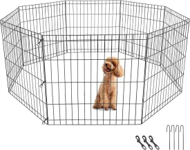 Foldable 24/30/36/42/48 Inch Metal Exercise Dog Play Pen Indoor Outdoor Playpen for Small Animals 8 Panel Pet Fence for Home Yard Camping
