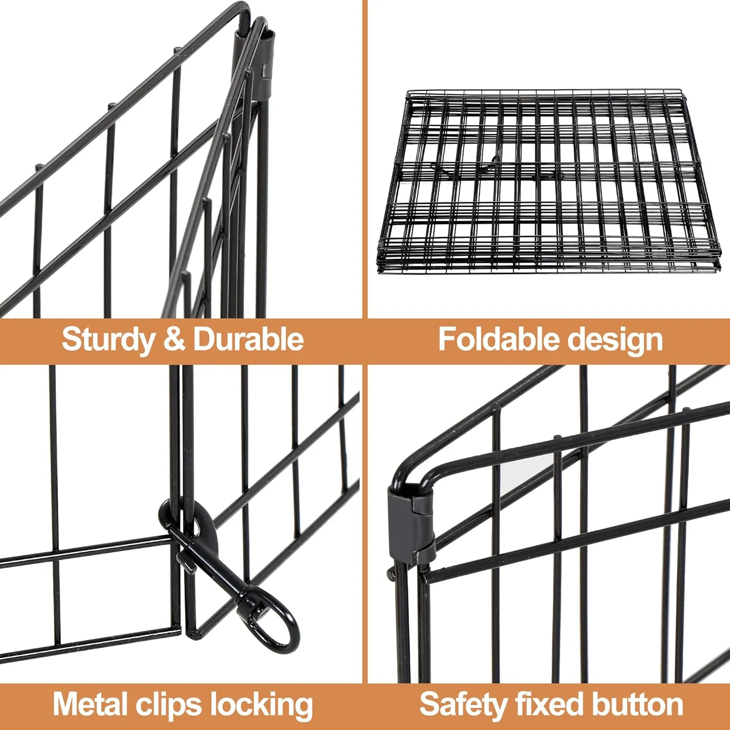 Foldable 24/30/36/42/48 Inch Metal Exercise Dog Play Pen Indoor Outdoor Playpen for Small Animals 8 Panel Pet Fence for Home Yard Camping