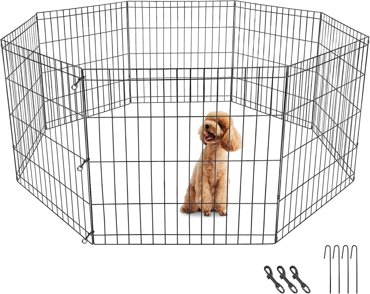 Foldable 24/30/36/42/48 Inch Metal Exercise Dog Play Pen Indoor Outdoor Playpen for Small Animals 8 Panel Pet Fence for Home Yard Camping