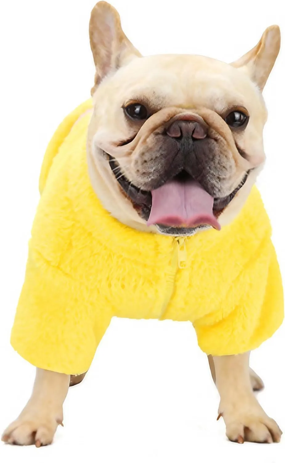 French Bulldog Clothes Frenchie Clothes, Warm Fleece Dog Sweaters for Small Dogs Boy, Small Pets Winter Coat Jacket,Yellow, M