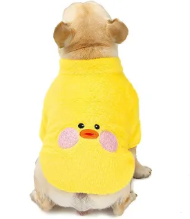 French Bulldog Clothes Frenchie Clothes, Warm Fleece Dog Sweaters for Small Dogs Boy, Small Pets Winter Coat Jacket,Yellow, M