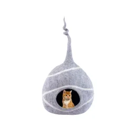 Grey natural tendril felt cat cave