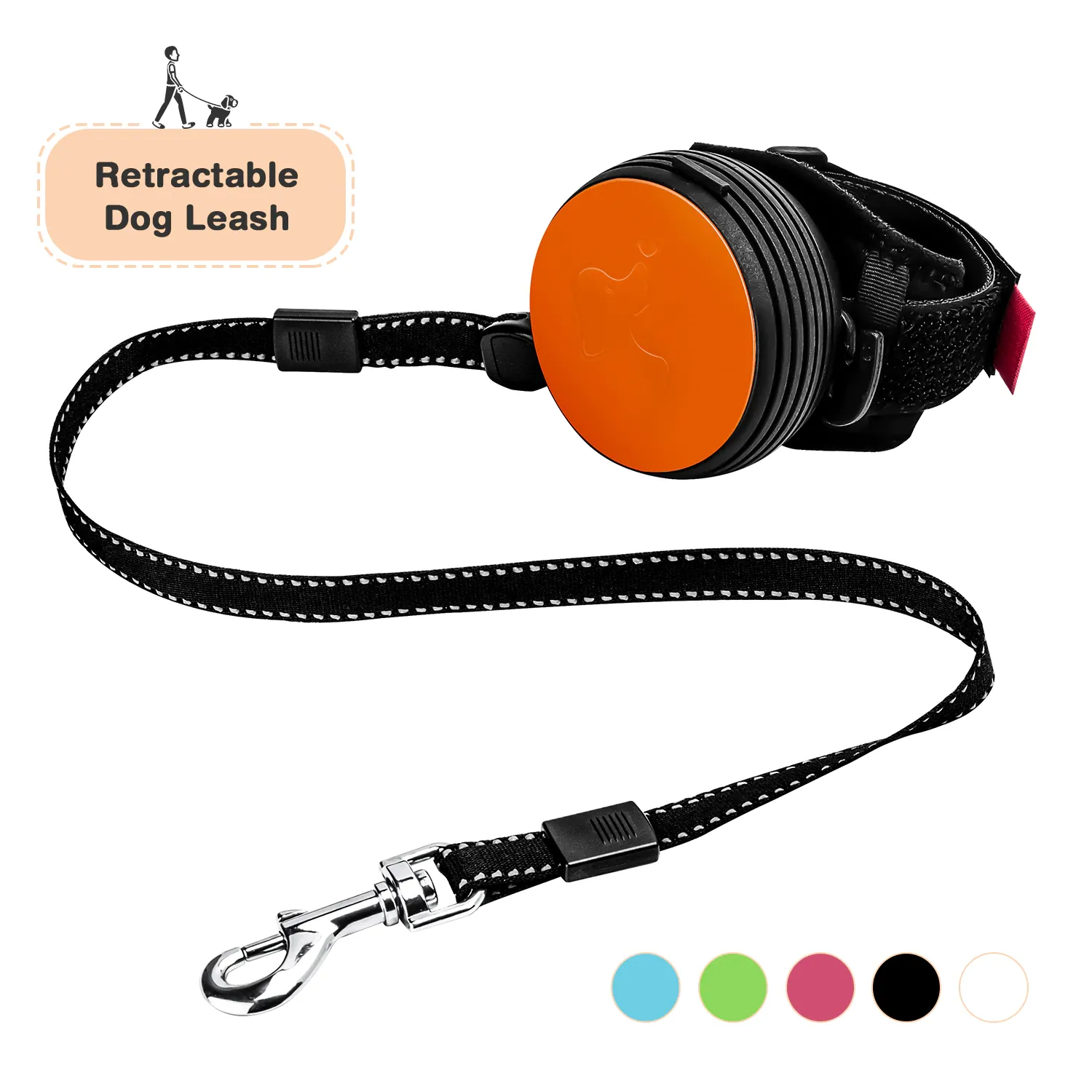 Hands Free Retractable Dog Leash - Wrist Strap 3M Reflective Dog Leash