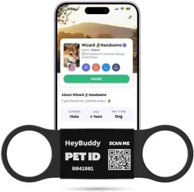 HeyBuddy Slide Series - QR Code Smart Pet Tags for Dogs & Cats, Personalized Pet Tag Stores Multiple Information, Includes Passive Location Tracking, Real-Time Notification & Community Alerts