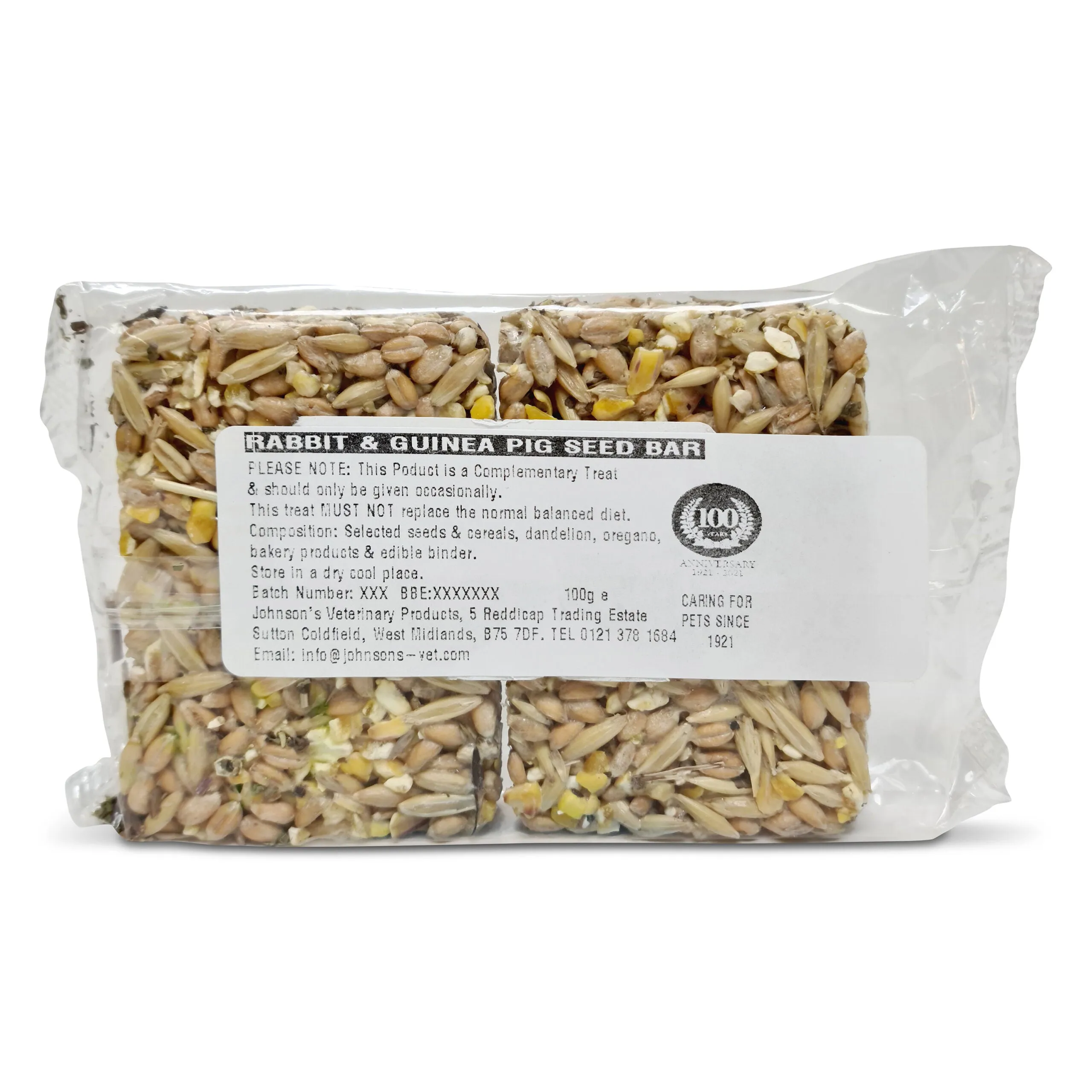 Johnsons Veterinary | Rabbit & Guinea Pig Seed Bar Treat - 100g