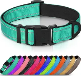 Joytale Reflective Dog Collar,Soft Neoprene Padded Breathable Nylon Pet Collar Adjustable for Puppy and Small Dogs,Teal,XS