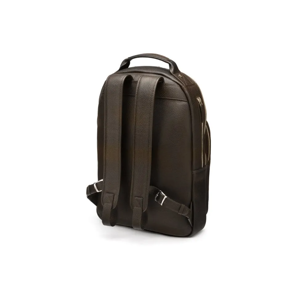 Leather 15" Laptop Backpack, Cambridge - Brown Pebble Grain