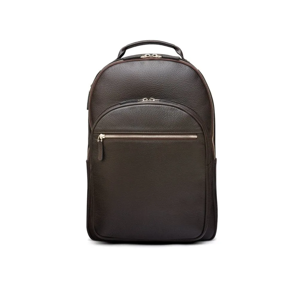Leather 15" Laptop Backpack, Cambridge - Brown Pebble Grain