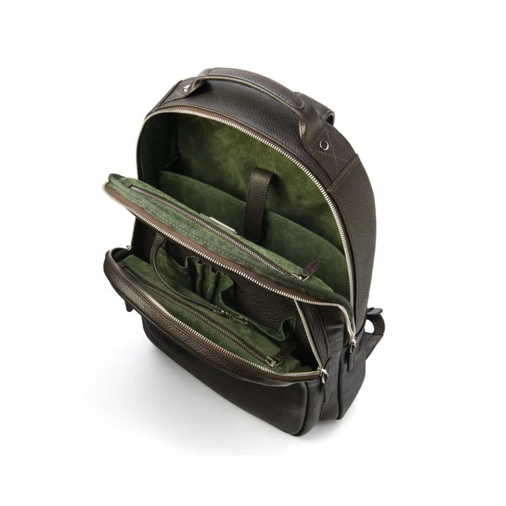 Leather 15" Laptop Backpack, Cambridge - Brown Pebble Grain