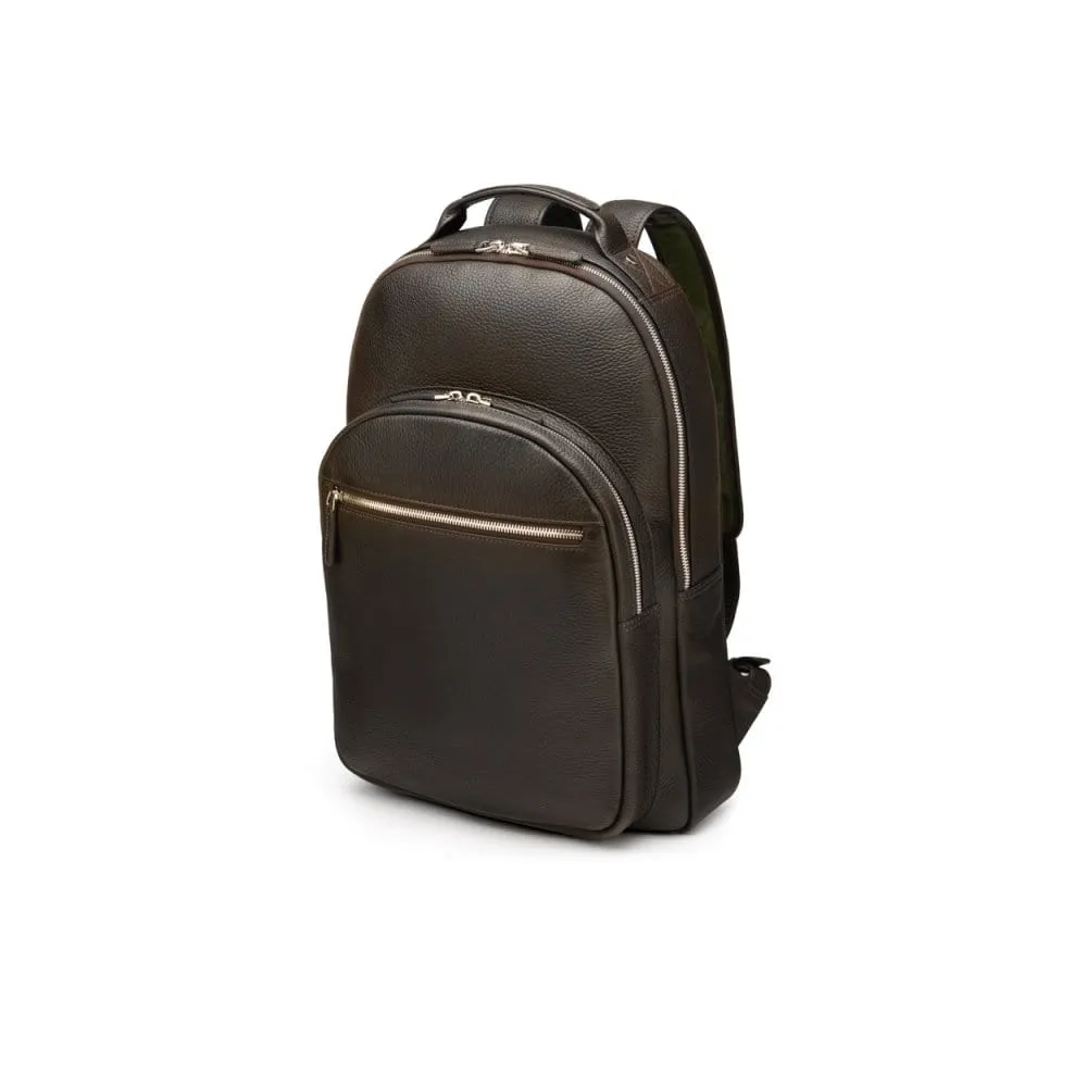 Leather 15" Laptop Backpack, Cambridge - Brown Pebble Grain