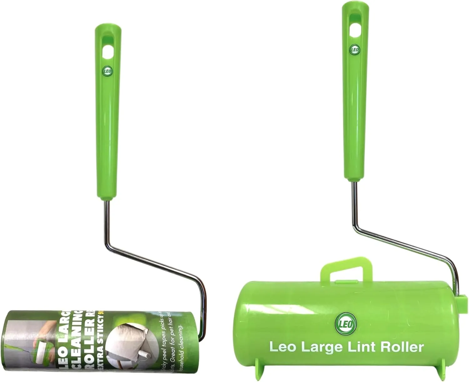 Leo 6.3-Inch Wide Lint Roller with Super Sticky Surface & Ergo Handle. Ideal for Pet Hair Removal. Includes 8-Inch Handle, 1 Roll of 90 Sheets, for a Total of 90 Sheets (1 Roller)