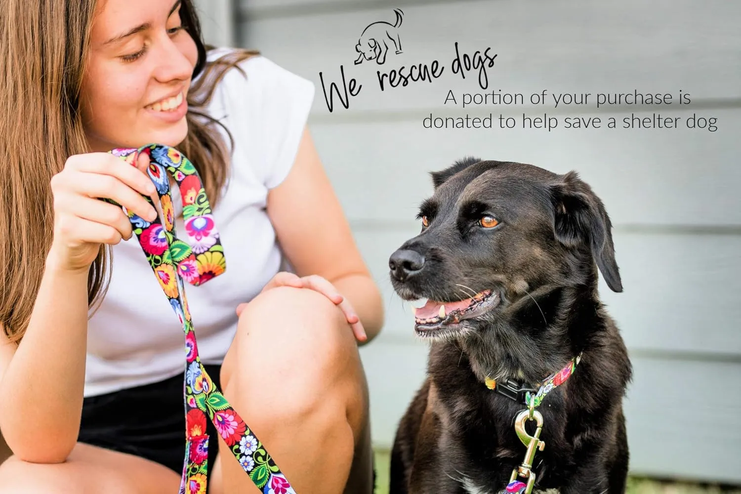 Lucky Love Dog Leash, Beautiful Vivid Patterns, Durable & Long Lasting (Blackbird, Large)