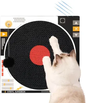 MemeMeow CD Cat Scratcher  Retro Record Player Design,Fun & Durable Scratching Pad for Cats,Eco-Friendly Cardboard,Interactive Cat Toy for Music Lovers & Stylish Home Dcor