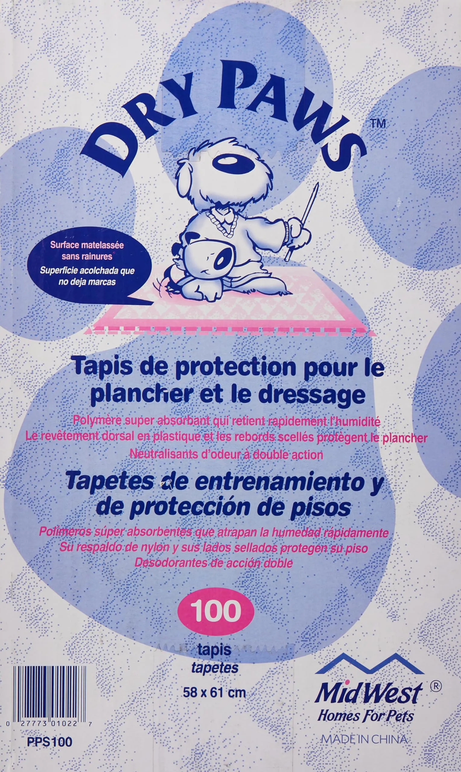 Midwest Dry Paws Absorbent and Quilted Floor and Training Dog Pads - 100 Pack - L:23" X W:24"