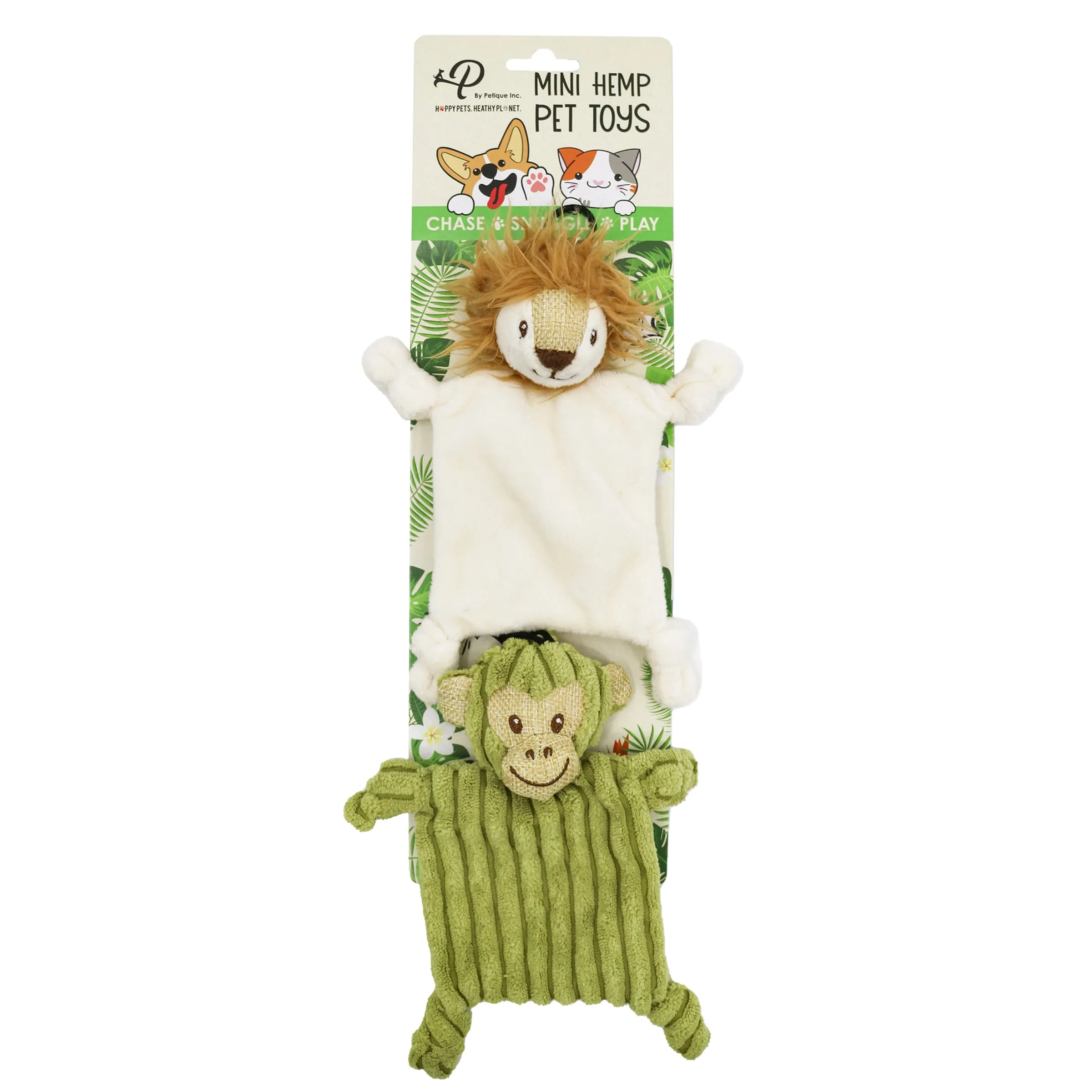 Mini Flying Hemp Monkey and Lion Dog Toys: Fun Squeaker & Crinkle Material, Engages Pets for Chewing, Playing & Fetching, Non-Toxic, Variety of Textures, CE Certified, for Pets