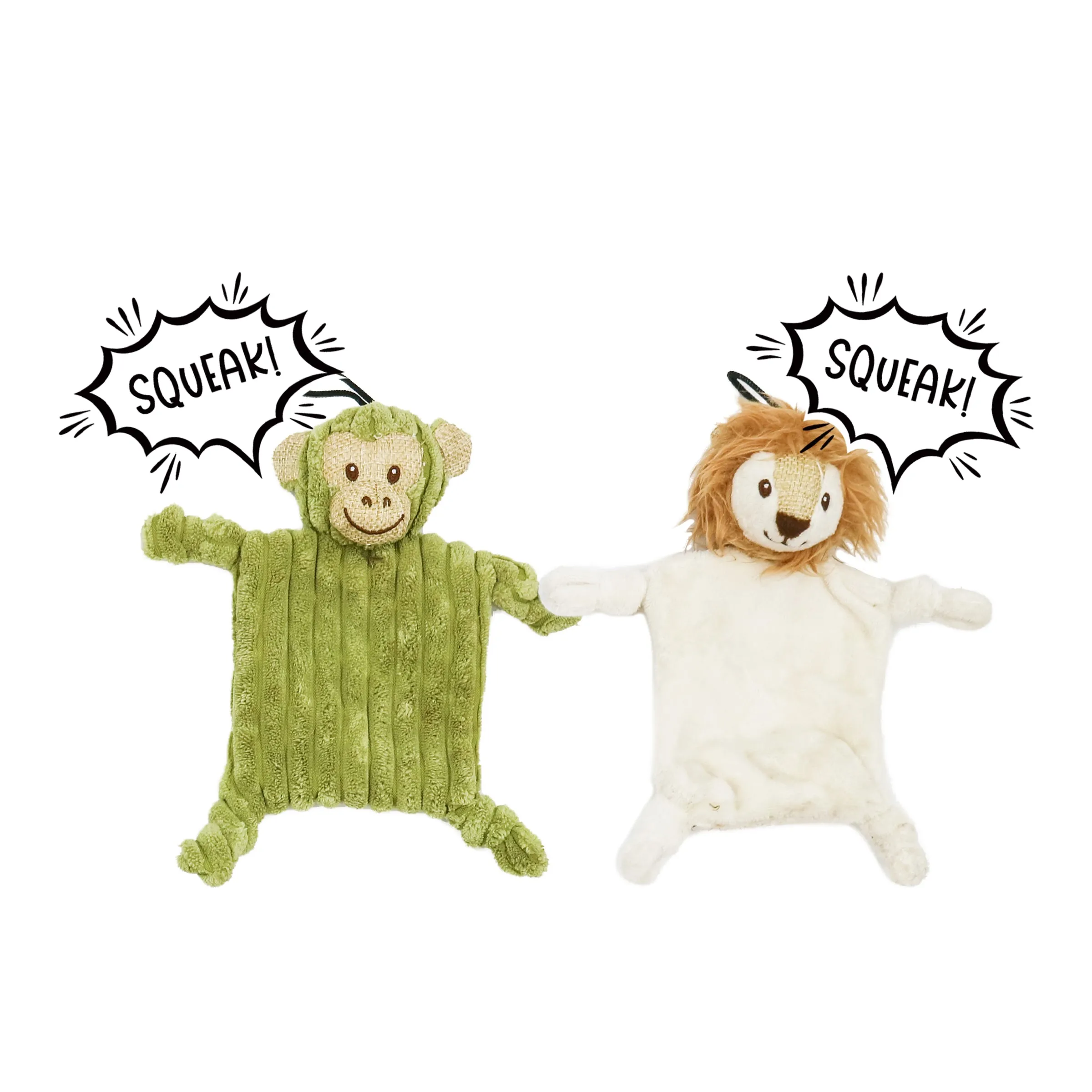 Mini Flying Hemp Monkey and Lion Dog Toys: Fun Squeaker & Crinkle Material, Engages Pets for Chewing, Playing & Fetching, Non-Toxic, Variety of Textures, CE Certified, for Pets