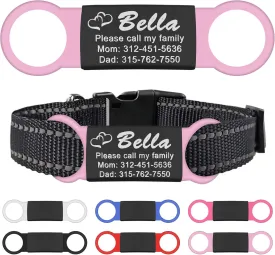 Natiform 2 Pack Personalized Dog Tags, Slide-On Pet ID Tags, Stainless Steel Dog Tags, No Jingle Slide On Cat ID Tag, Engraved No Noise Customized Pet Identification Tags (S, Pink)