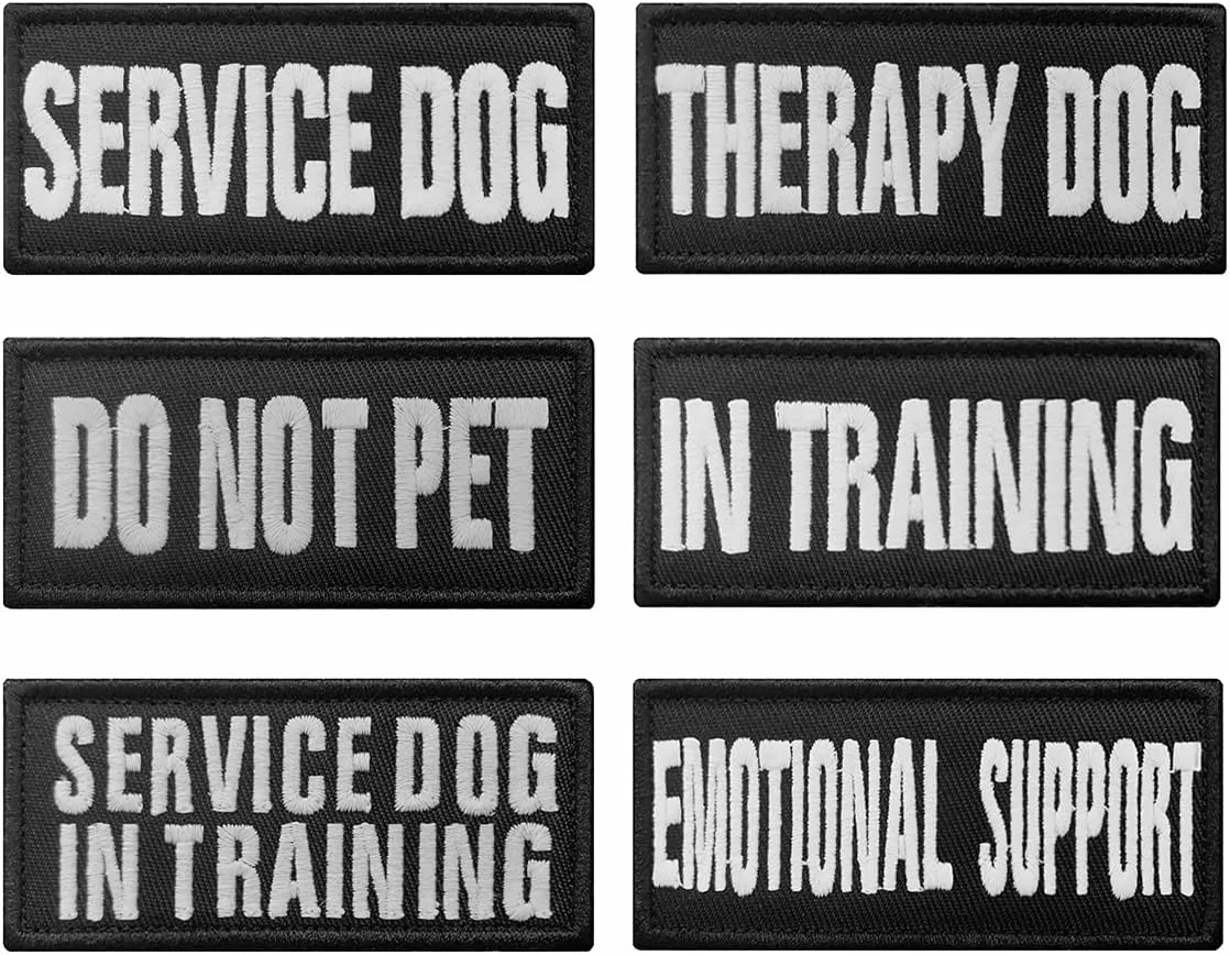 NEW Antrix 6 Pieces Dog Patch Service Dog/Therapy Dog/in Training/Do Not Pet/Emotional Support/Service Dog in Training Embroidered Emblem Patches for Service Dogs Animals- 3.5x1.6 inch