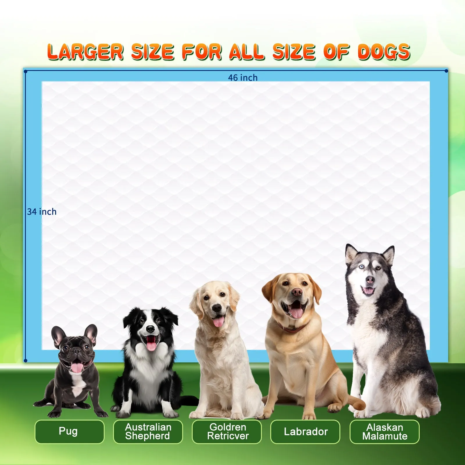Nezo 34 x 46 inch Pee Pads with 6 Layer Leak-Proof and Super Absorbent 30/180count