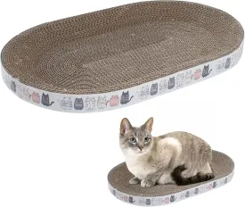 Oval Cat Scratcher Bed 17x11 inches Scratching Cardboard Bowl Cute Shaped Lounge Boxes Durable High-Density Provides Firm Cozy Corrugated Resting Play Place Indoor for Medium to Large Breeds