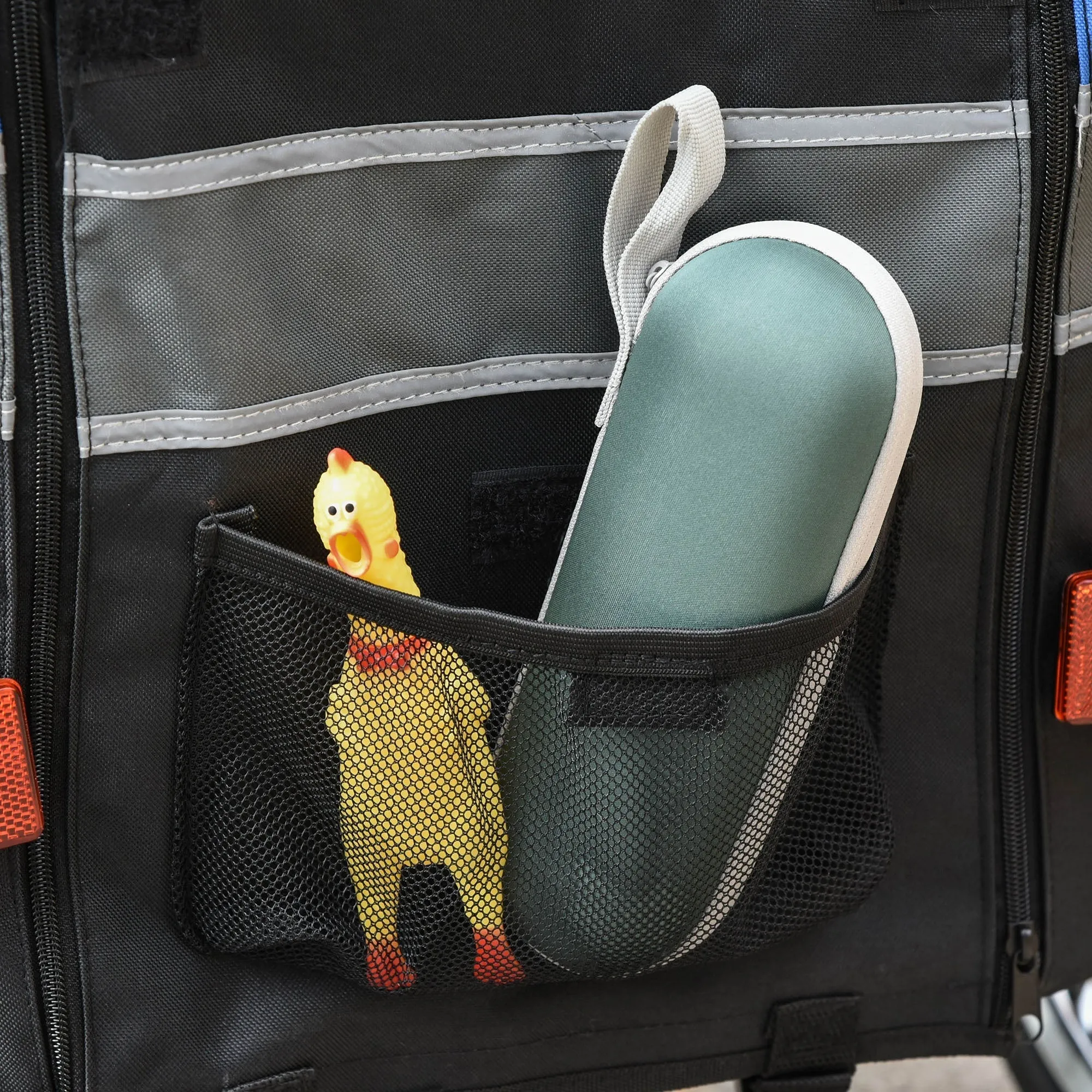 PawHut 2-in-1 Dog Bike Trailer Pet Stroller Carrier Pushchair Reflector Flag 130x58x94cm