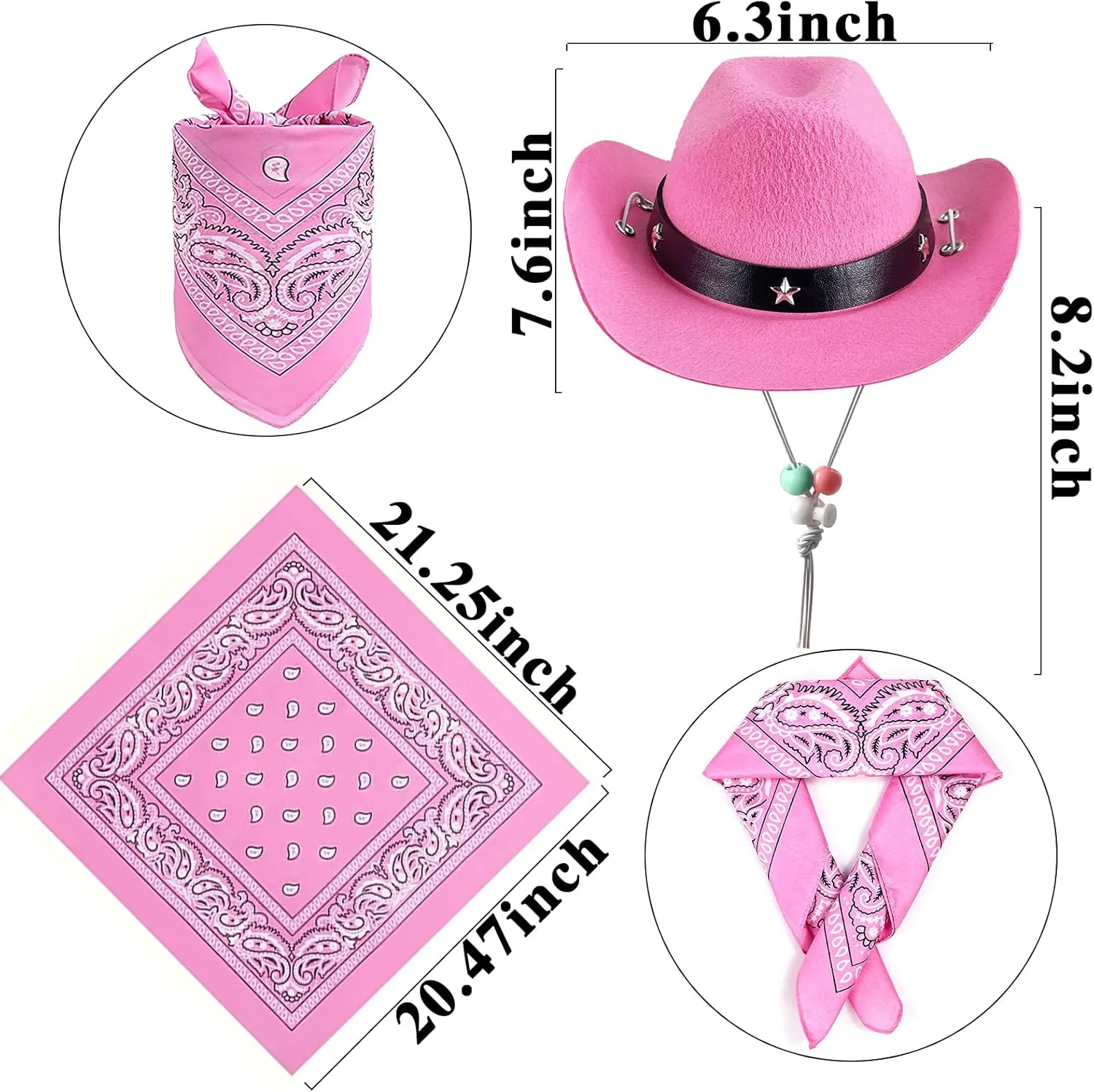 Pet Cowboy Hat Bandana Costume, Funny Dog Cat Costume Accessories Set West Cowboy Accessories for Mexican Birthday and Holiday Party Daily WearingPink