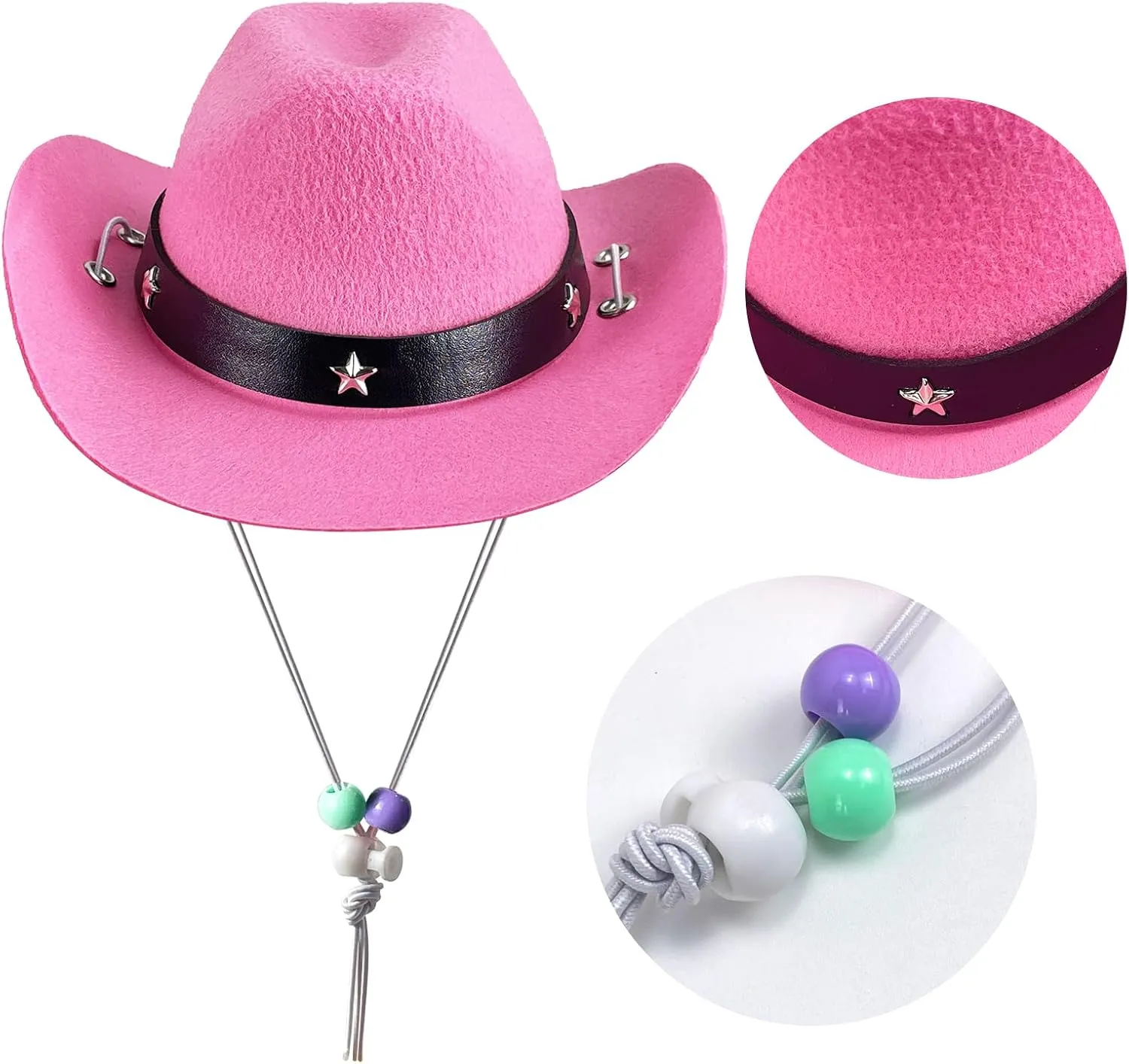 Pet Cowboy Hat Bandana Costume, Funny Dog Cat Costume Accessories Set West Cowboy Accessories for Mexican Birthday and Holiday Party Daily WearingPink