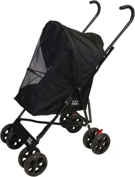 Pet Gear Travel Lite Plus Stroller, Compact, Easy Fold, No Assembly Required, Large Wheels for Cats and Dogs up to 15 pounds, 3 Colors New Black