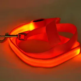 Pet Led Dog Glow in Dark Adjustable Luminous Collar Rechargable Light Up Dog Leashes (Red)