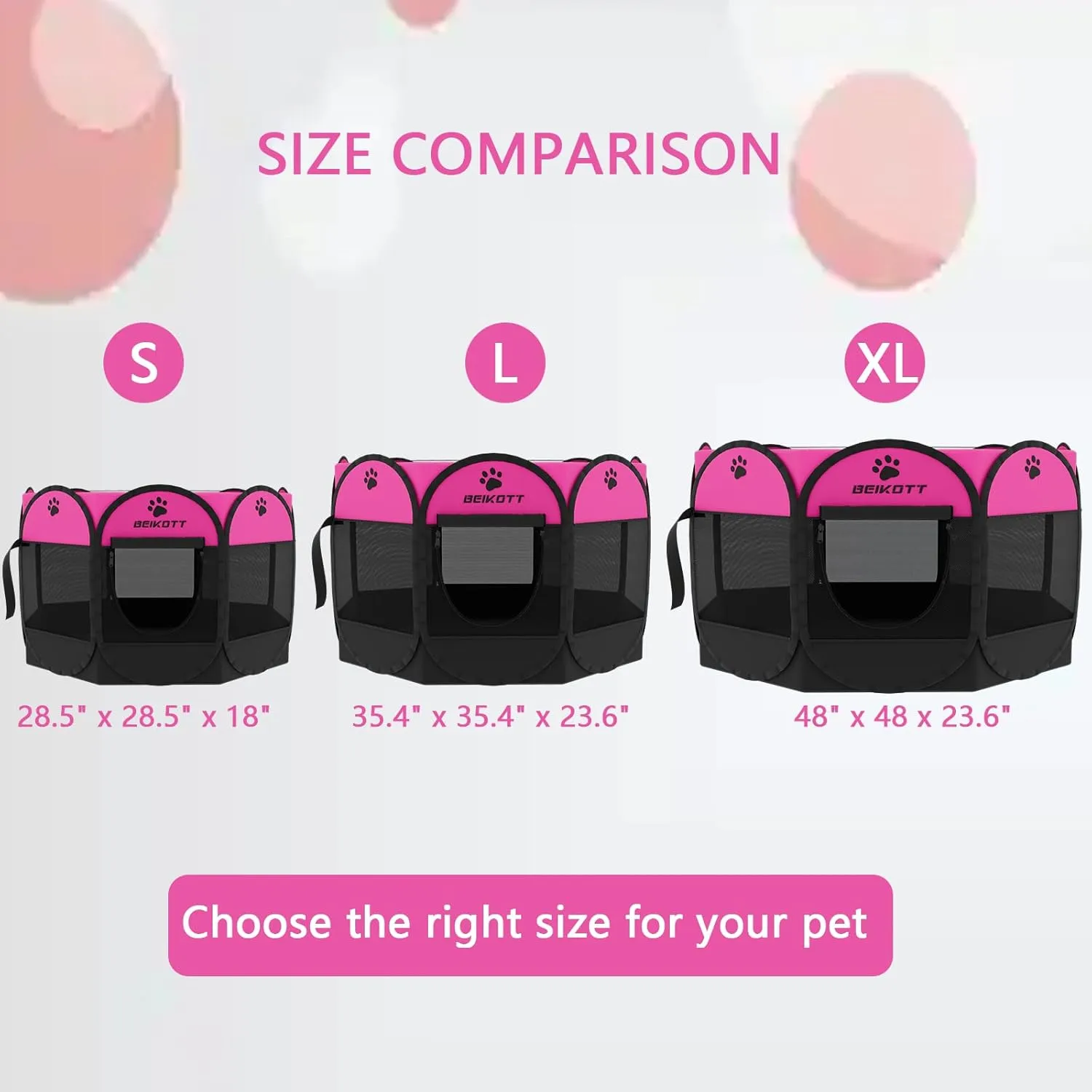 Pet Playpen, Foldable Dog Playpens, Portable Exercise Kennel Tent for Puppies/Dogs/Cats/Rabbits, Dog Play Tent with Removable Mesh Shade Cover for Travel Indoor Outdoor Using