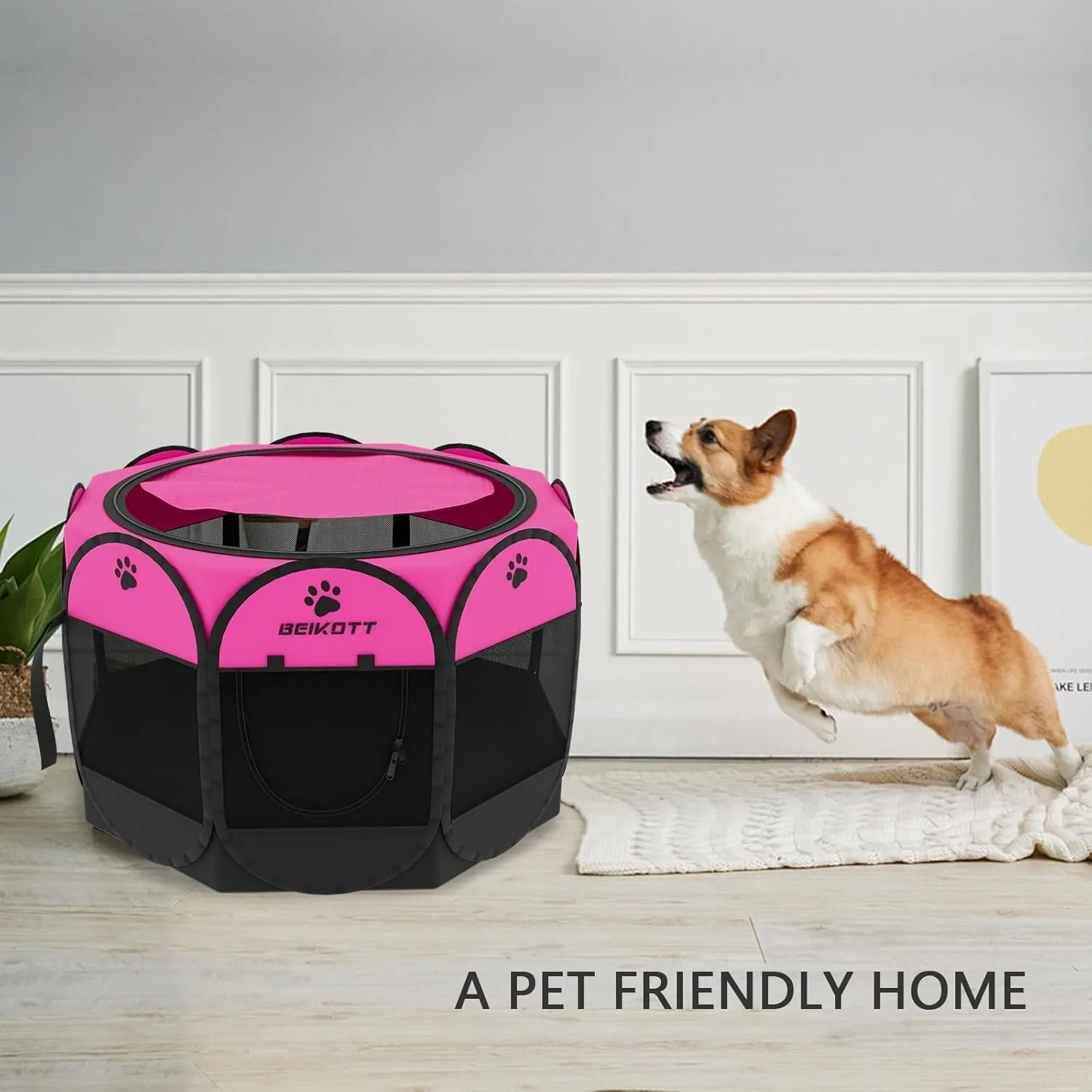 Pet Playpen, Foldable Dog Playpens, Portable Exercise Kennel Tent for Puppies/Dogs/Cats/Rabbits, Dog Play Tent with Removable Mesh Shade Cover for Travel Indoor Outdoor Using