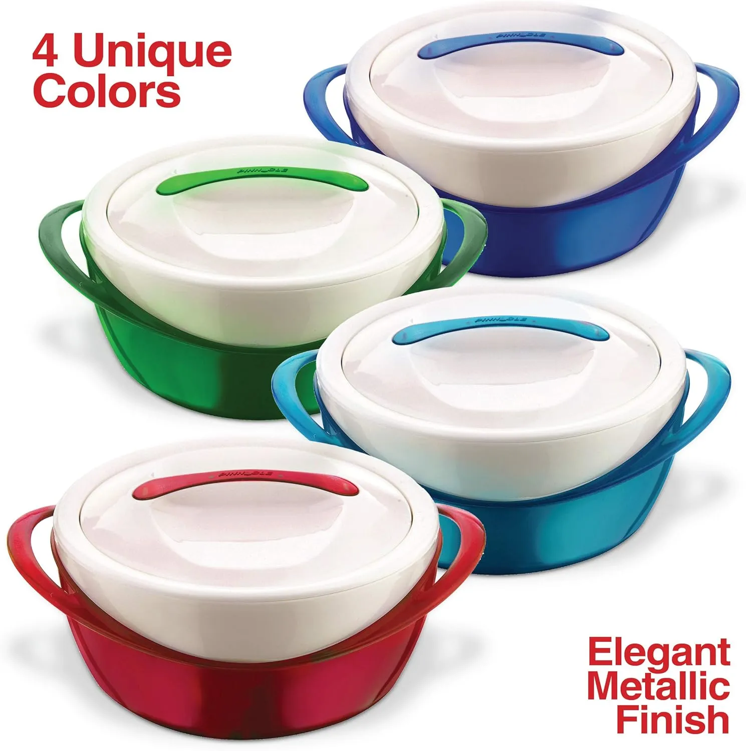 Pinnacle Large Insulated Casserole Dish with Lid 3.6 qt. Elegant Hot Pot Food Warmer/Cooler -Thermal Soup/Salad Serving Bowl Stainless Steel Hot Food ContainerBest Gift Set for Moms Holidays Blue