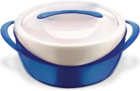 Pinnacle Large Insulated Casserole Dish with Lid 3.6 qt. Elegant Hot Pot Food Warmer/Cooler -Thermal Soup/Salad Serving Bowl Stainless Steel Hot Food ContainerBest Gift Set for Moms Holidays Blue