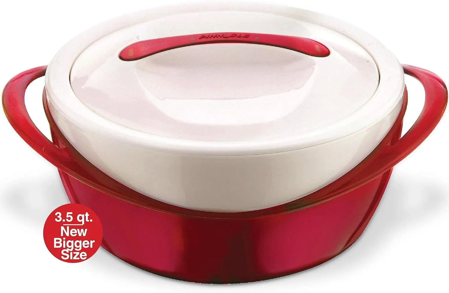 Pinnacle Large Insulated Casserole Dish with Lid 3.6 qt. Elegant Hot Pot Food Warmer/Cooler -Thermal Soup/Salad Serving Bowl Stainless Steel Hot Food ContainerBest Gift Set for Moms Holidays Red