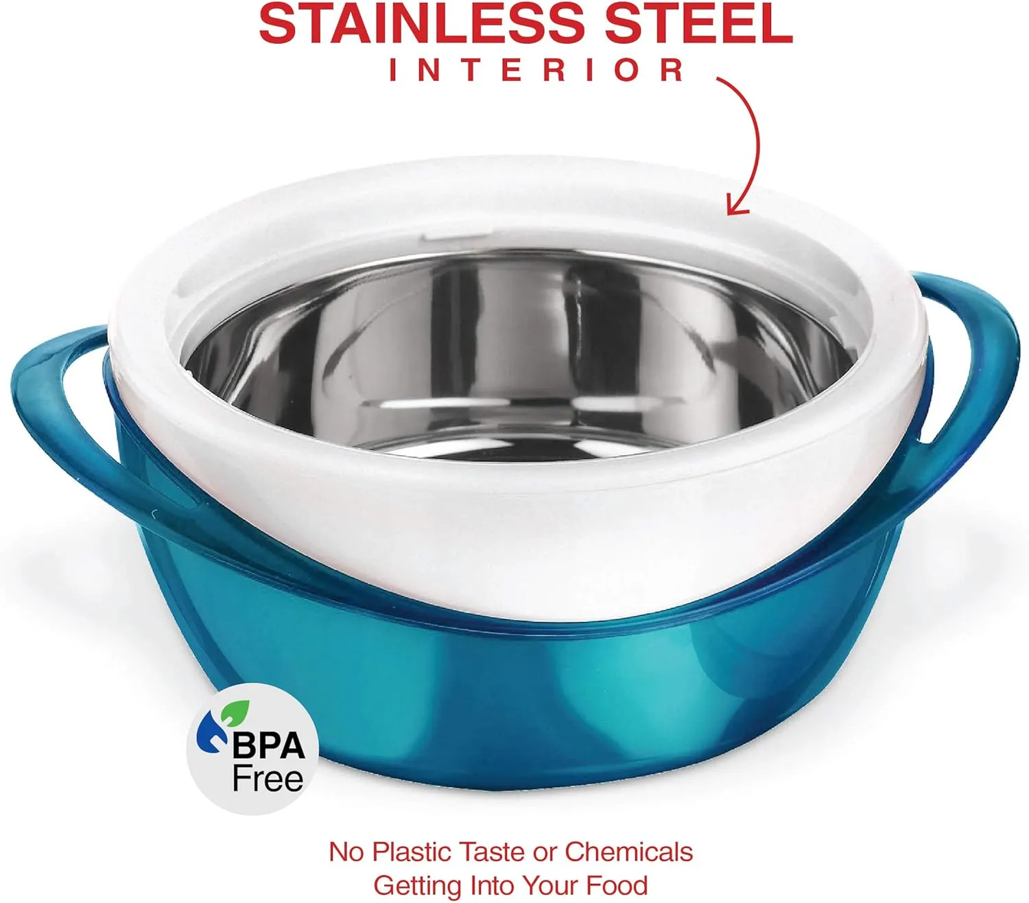 Pinnacle Large Insulated Casserole Dish with Lid 3.6 qt. Elegant Hot Pot Food Warmer/Cooler -Thermal Soup/Salad Serving Bowl Stainless Steel Hot Food ContainerBest Gift Set for Moms, Holidays - Teal