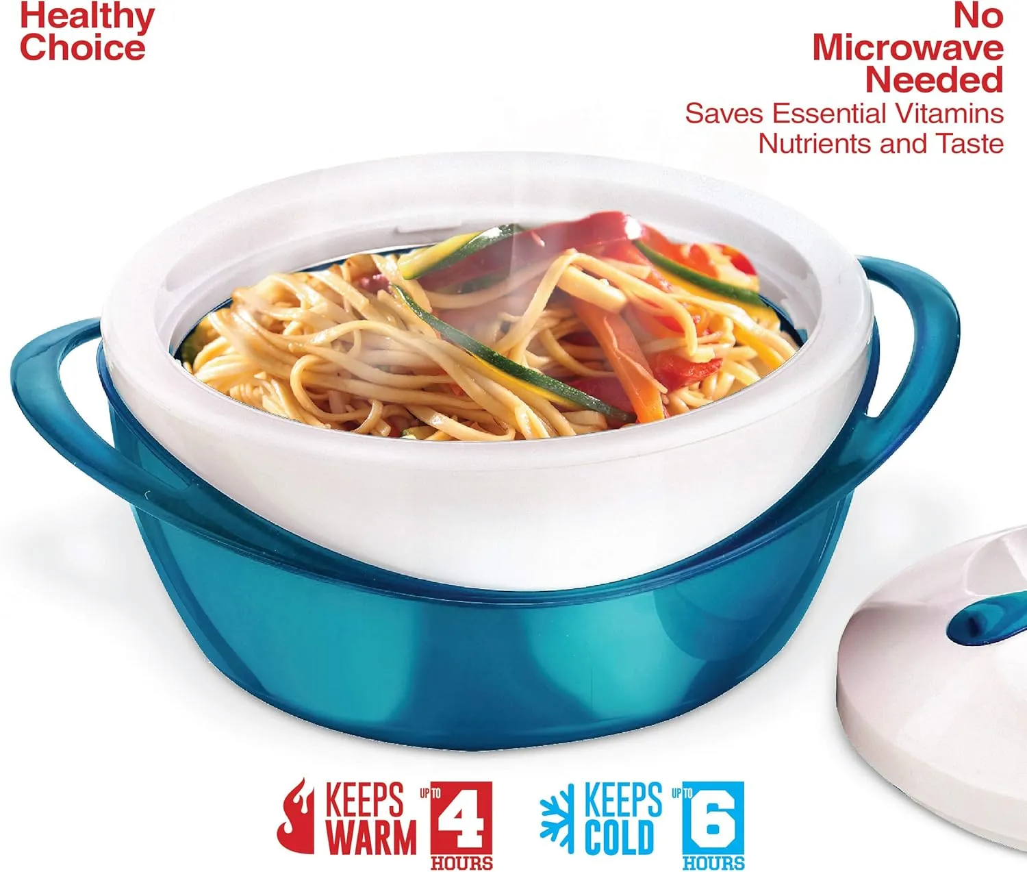 Pinnacle Large Insulated Casserole Dish with Lid 3.6 qt. Elegant Hot Pot Food Warmer/Cooler -Thermal Soup/Salad Serving Bowl Stainless Steel Hot Food ContainerBest Gift Set for Moms, Holidays - Teal