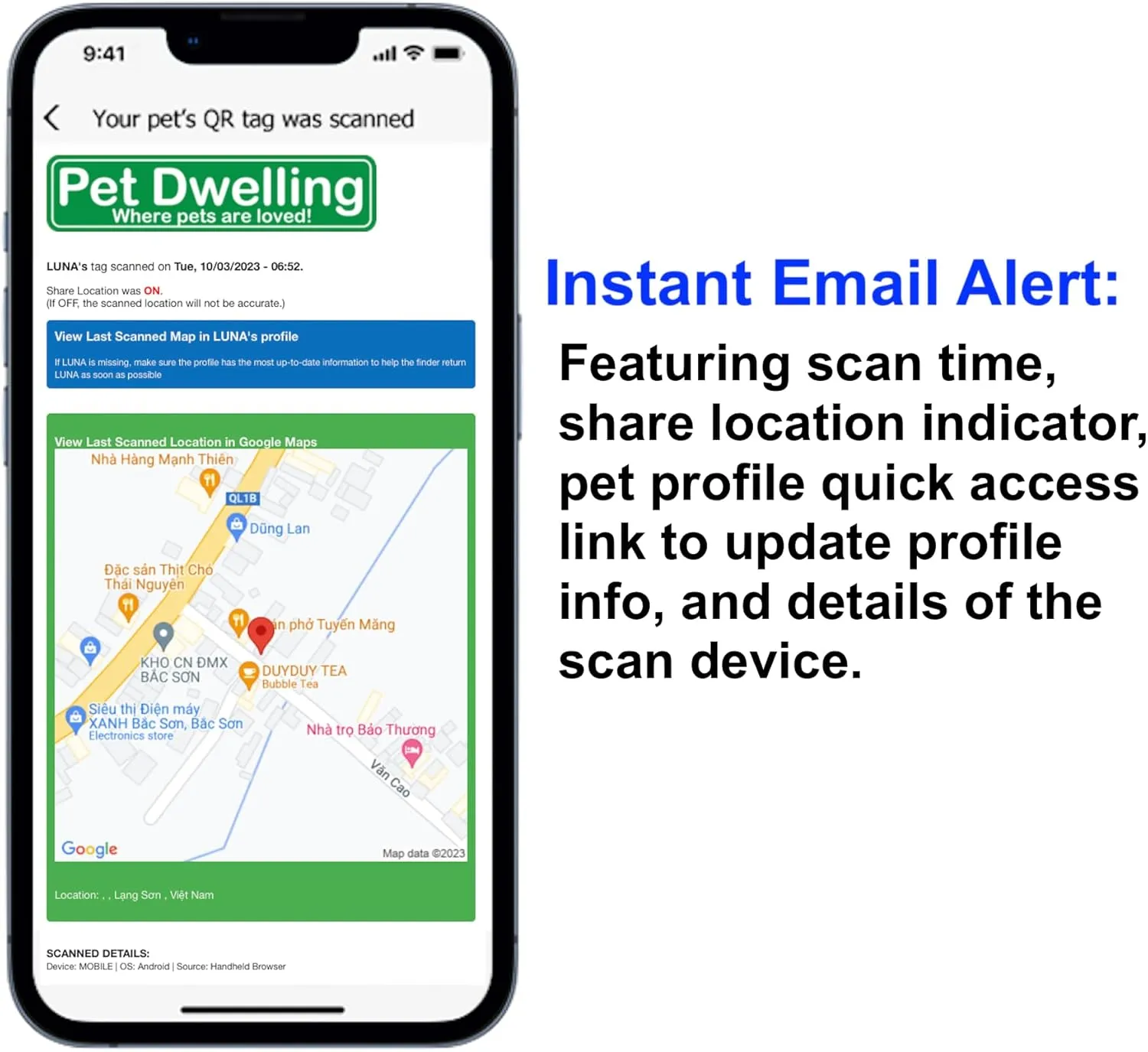 Premium QR Code Pet ID Tags - Dog Tags and Cat Tags, Connect to Online Pet Profile, Receive Instant Scanned Tag Location Email Alert(Rose Gold Black Paw)