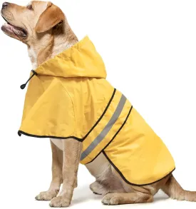 Reflective Waterproof Dog Raincoat - Lightweight Dog Rain Jacket with Hooded, Adjustable Pet Rain Coat Poncho Slicker for Dog Walking (Large, Yellow)