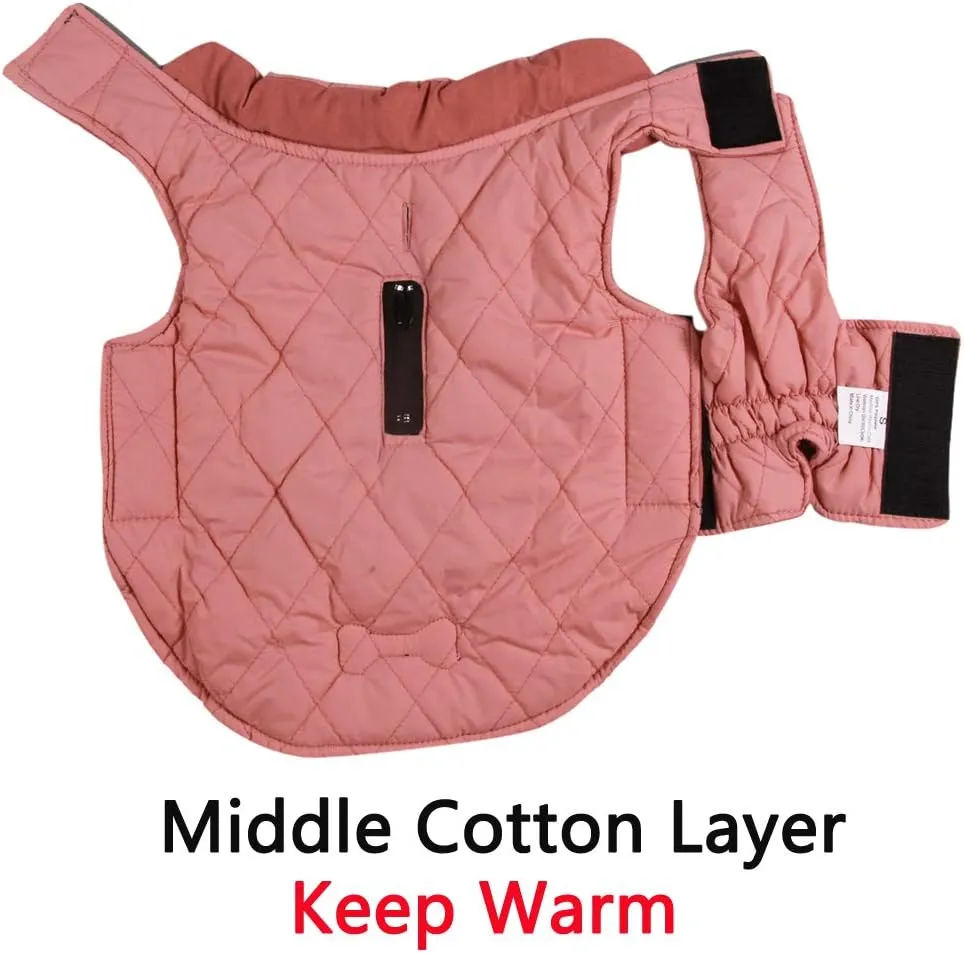 Reversible Dog Coats for Small Dogs Waterproof Warm Puppy Jacket for Cold Winter,Pink XS