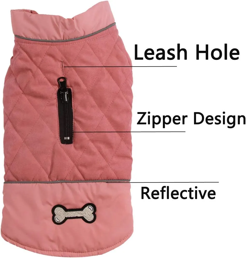 Reversible Dog Coats for Small Dogs Waterproof Warm Puppy Jacket for Cold Winter,Pink XS