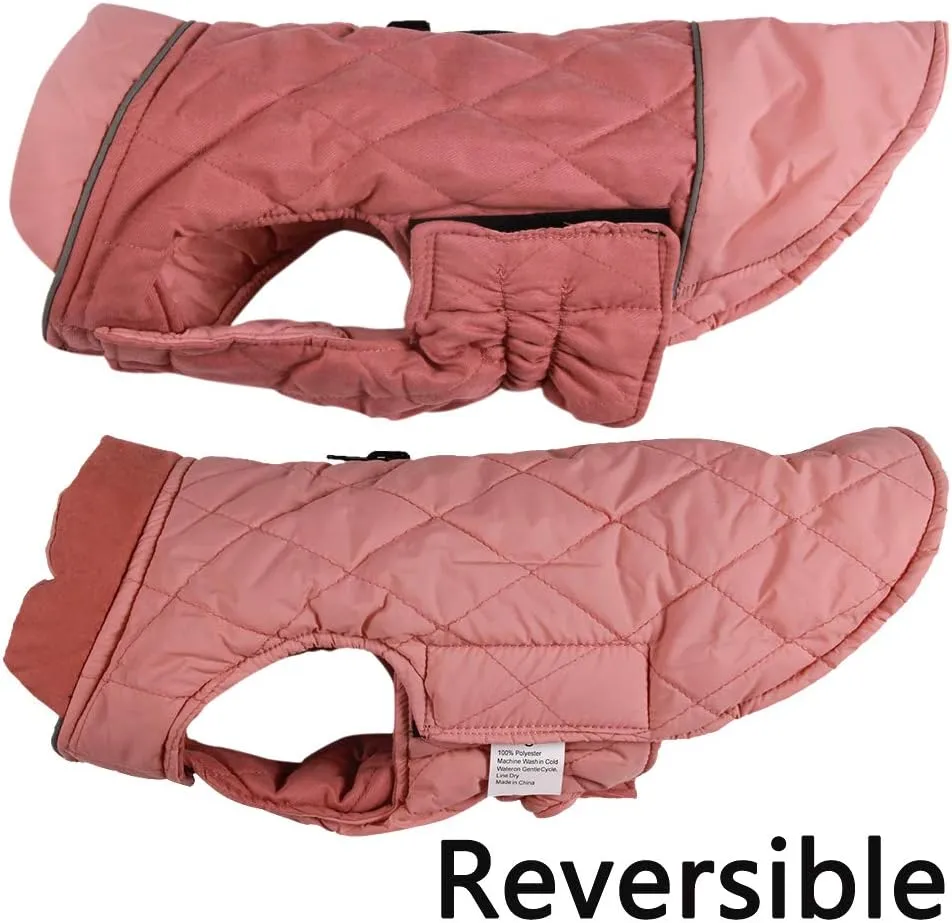 Reversible Dog Coats for Small Dogs Waterproof Warm Puppy Jacket for Cold Winter,Pink XS
