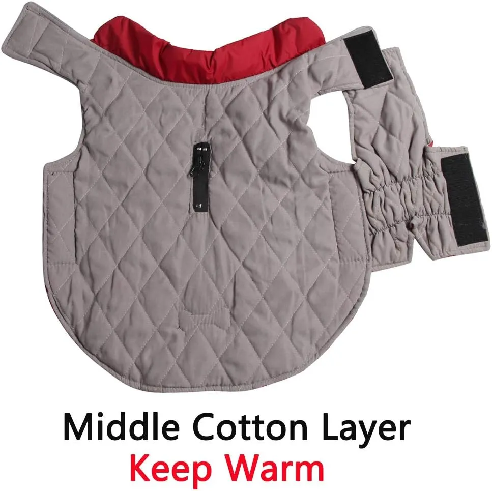 Reversible Dog Coats for Small Dogs Waterproof Warm Puppy Jacket for Cold Winter,Red and Grey XS