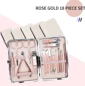 Rose Golden Stainless Steel Nail Clipper Set Grooming Set Tool Case Manicure Art