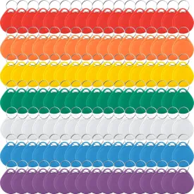 Round Plastic Key Tags Colorful Key Ring Tags with Waterproof Writable Key Labels Tags for Keys Luggage, 7 Colors