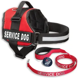 Service Dog Vest with Hook and Loop Straps & Matching Service Dog Leash Set - Harnesses from XXS to XXL - Service Dog Harness Features Reflective Patch and Comfortable Mesh Design (Red, Small)