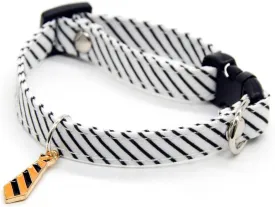 Small Cat and Dog Collar with Tie Decorative,Cat and Dog ID & Name Tag Breakaway Collar for Kittens and Small Pets (White, M)